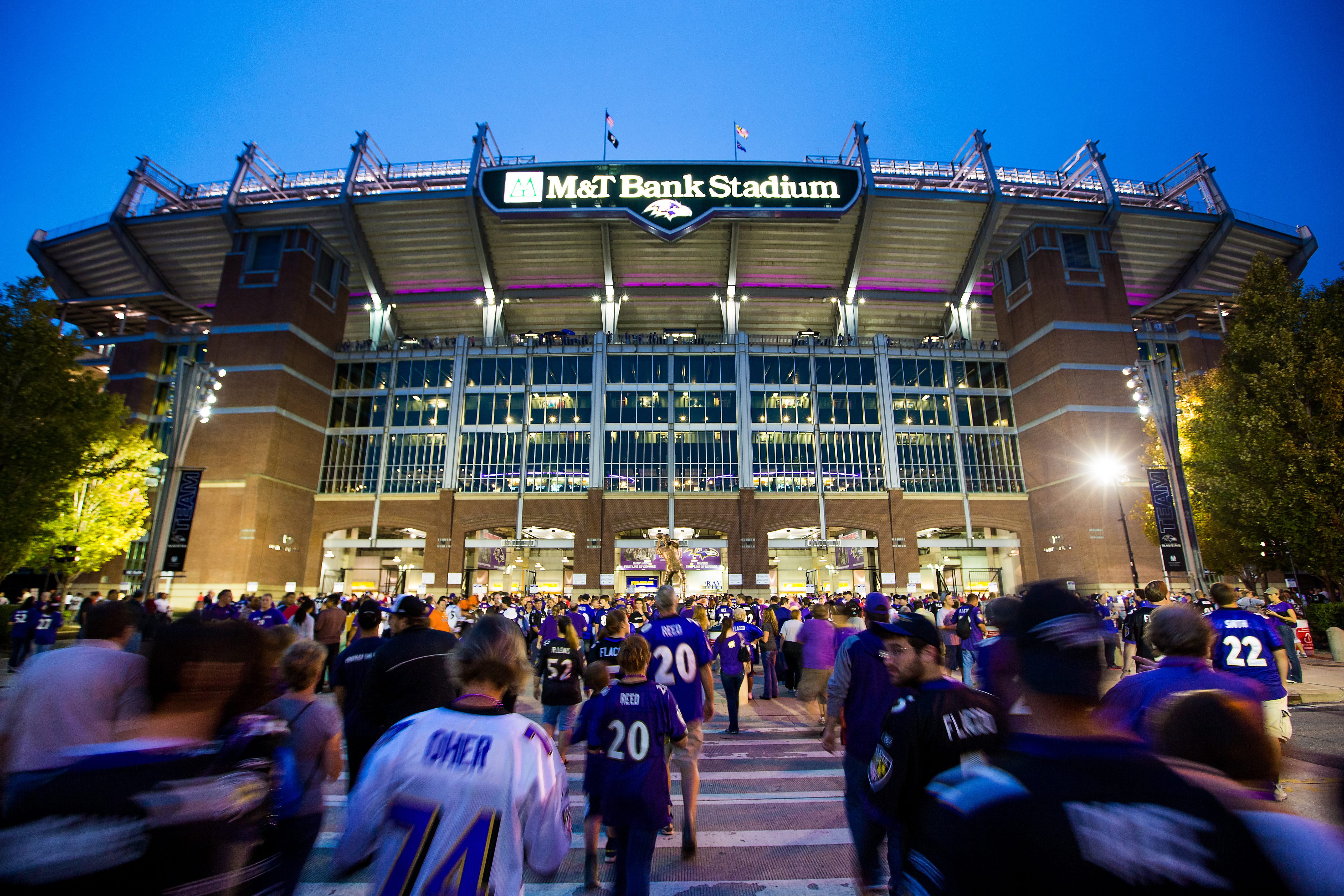 The front of the Baltimore Raven's football stadium. 