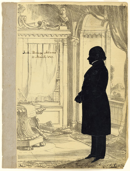 full-body silhouette of John Quincy Adams with additional drawn details