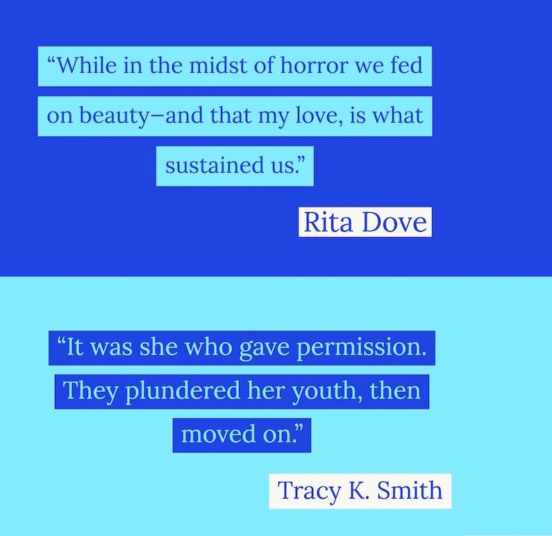 quotes by poets Rita Dove and Tracy K Smith