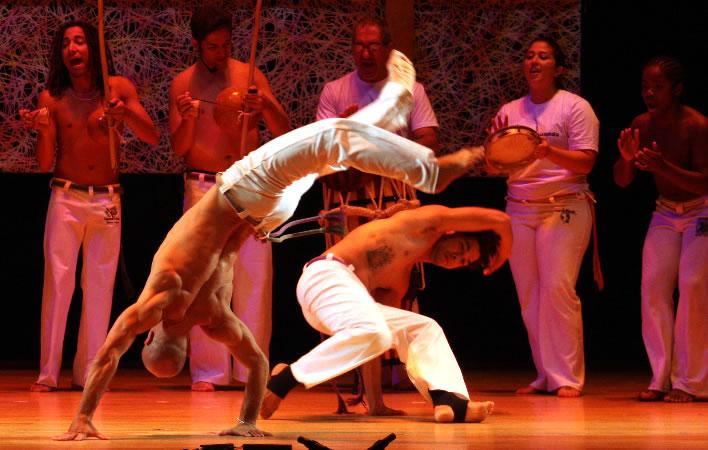 Jelon Vieira and his students perform capoeira. Photo by Michael G. Stewart.
