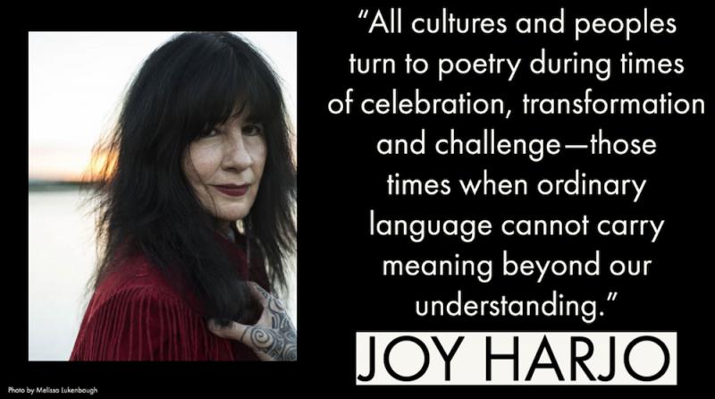 quote by Joy Harjo with photo of Harjo