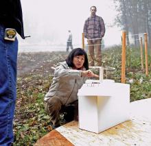 Maya Lin working on the Confluence Project, a series of artworks near the Columbia River Basin in Washington State, along the Lewis and Clark Trail