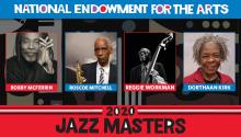 Photos of the Jazz Masters with the words National Endowment for the Arts 2020 Jazz Masters