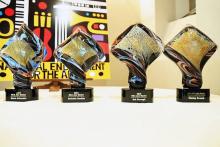 photo of four trophies presented to the 2019 NEA Jazz Masters