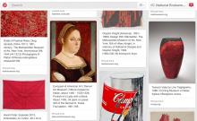 Cropped image of assorted red-themed artwork from Pinterest board