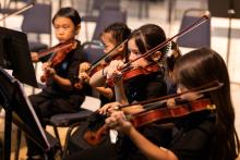 young orchestra musicians performing