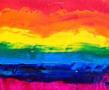 A painted rainbow flag