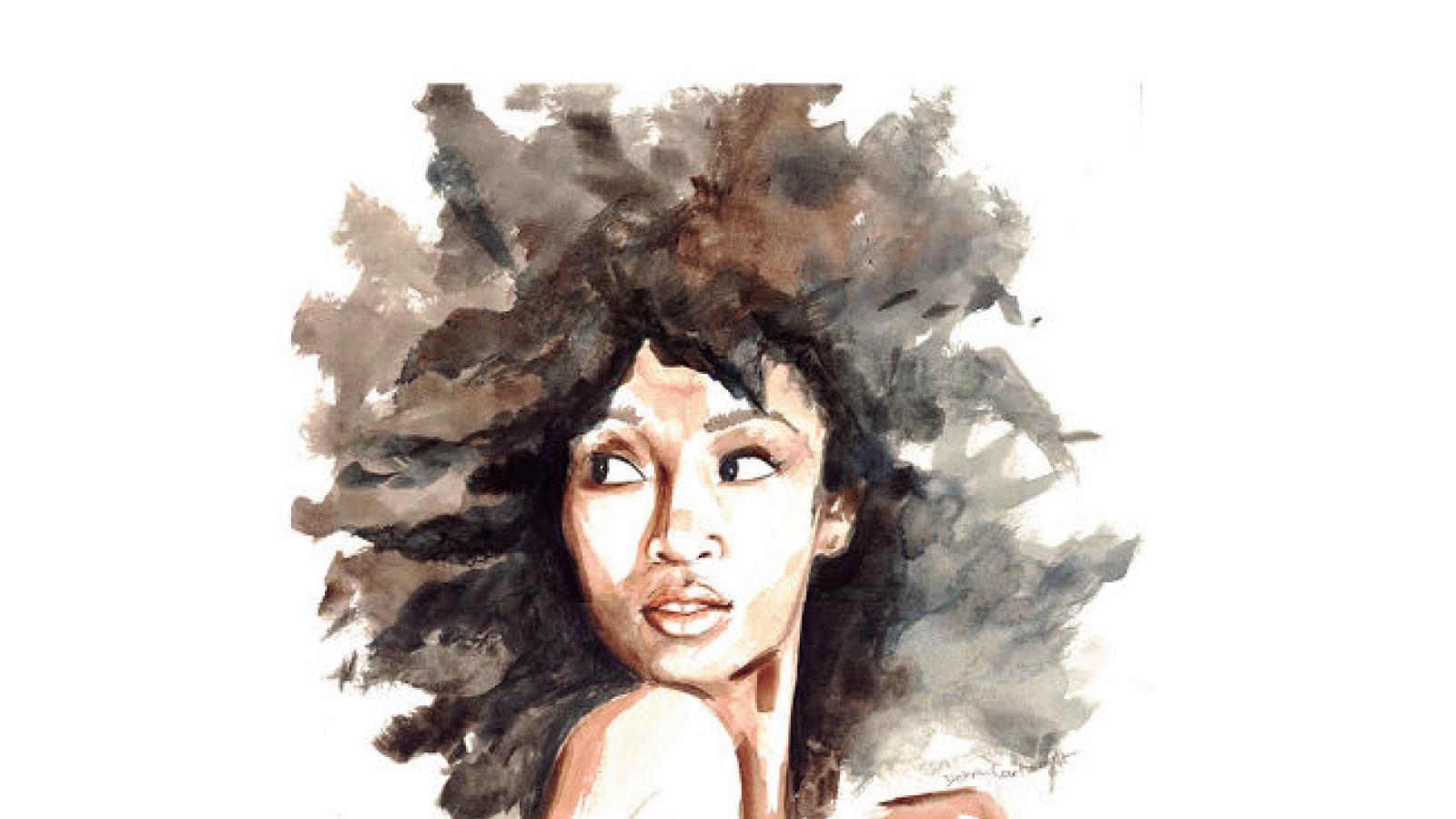 Watercolor of beautiful black woman