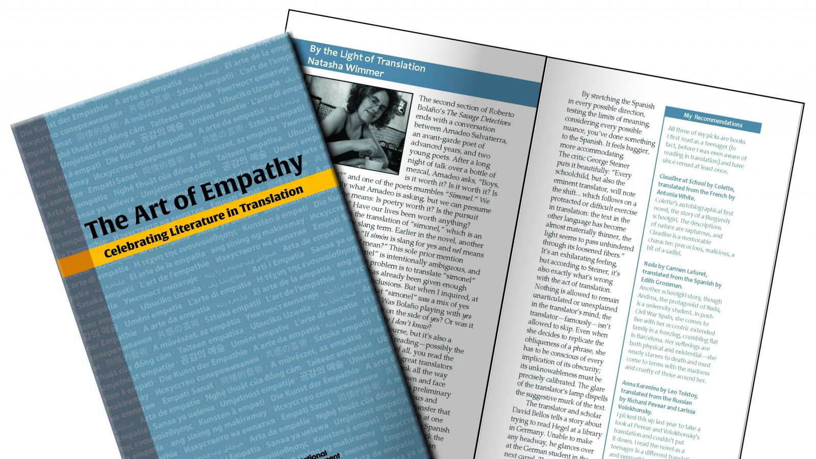 Cover of "The Art of Empathy' and full page spread