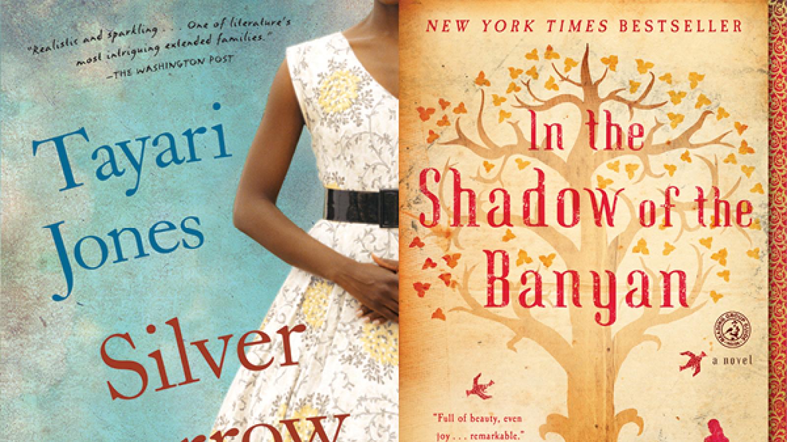 book covers for Silver Sparrow by Tayari Jones and In the Shadow of the Banyan by Vaddey Ratner