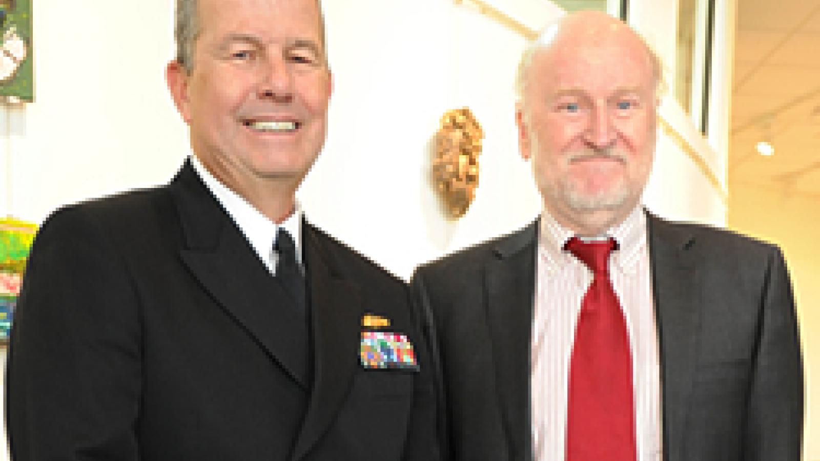 Rear Admiral Alton L. Stocks, Commander of Walter Reed National Military Medical Center, and NEA Chairman Rocco Landesman