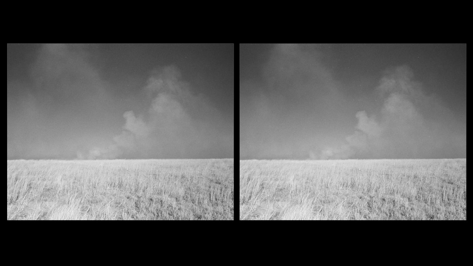 Black and white photo of the Oklahoma prairie