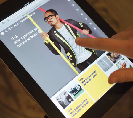 The Smithsonian’s “Seriously Amazing” website in use on a tablet computer.