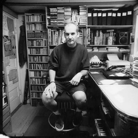 Ian MacKaye at the Dischord Records office. Photo by Pat Graham