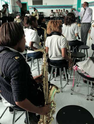The Bastite Cultural Arts Academy Marching Band practicing for its performance during Mardi Gras. Photo courtesy of PCAH