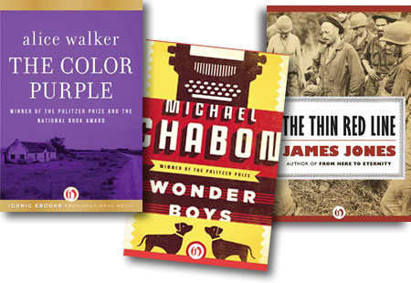 Alice Walker’s The Color Purple, James Jones’ The Thin Red Line, and Michael Chabon’s The Wonder Boys are some of the titles that Open Road Integrated Media has digitized for a new audience. Images courtesy of Open Road