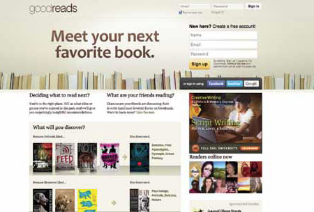 GoodReads.com has become the largest social media site for readers, boasting more than 14 million members. Image courtesy of GoodReads.com