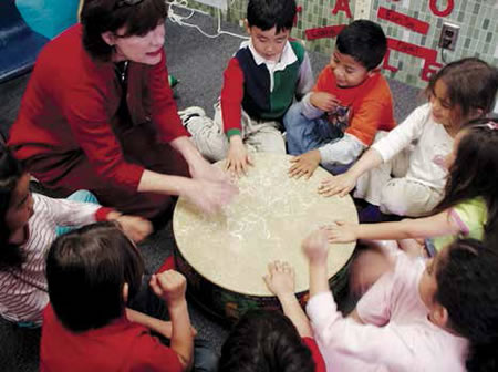 VSA Texas leads students in a drum circle. Photo courtesy of VSA Texas