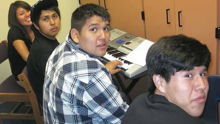 Students (including Russell Goodluck, second from left) from Chinle High School, the largest high school within the Navajo Nation in Arizona, participating in the NACAP program. Photo by Clare Hoffman