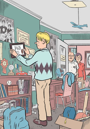 Clowes’ artwork for the cover of The New Yorker in 2010. Collection of Daniel Clowes. Image courtesy of the artist and Oakland Museum of California