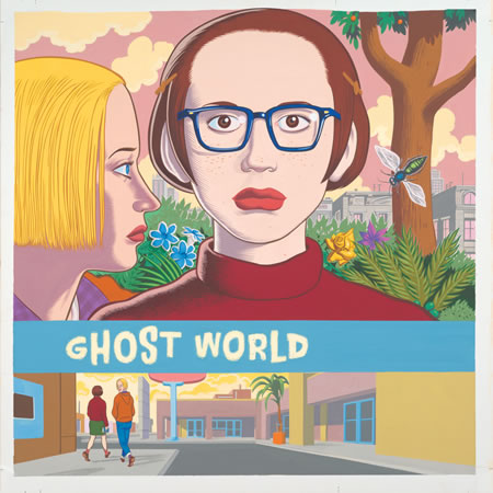 The cover of Clowes’ book Ghost World, 1997. Collection of Daniel Clowes. Image courtesy of the artist and Oakland Museum of California