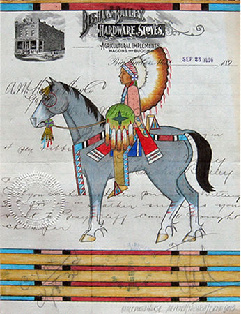 One Star Pose, one of Yellow bird's pieces of ledger art. Photo courtesy of Emily Yellow Bird