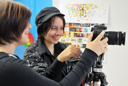 Perpich media arts students work together. Photo courtesy of Debra Kelley