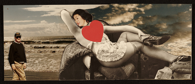 a collage with pictures of people and a red heart