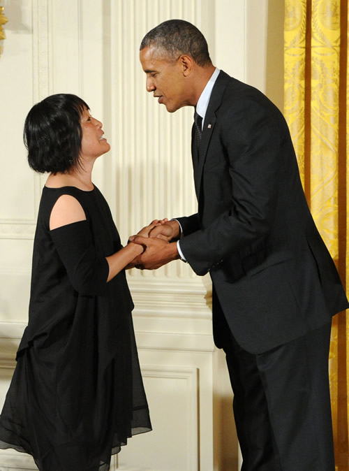 Billie Tsiens receiving the National Medal of Arts from Barack Obama