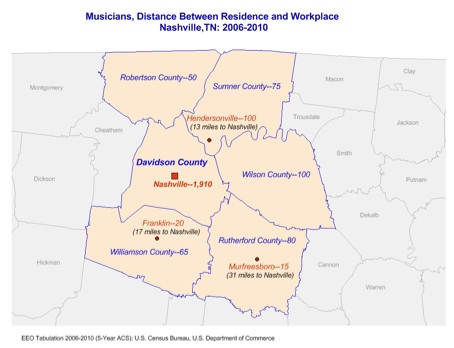 Map of Nashvilee, TN