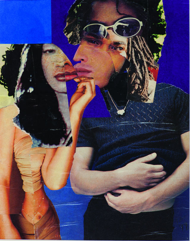 Collage of two people entwined Collage of two people entwined