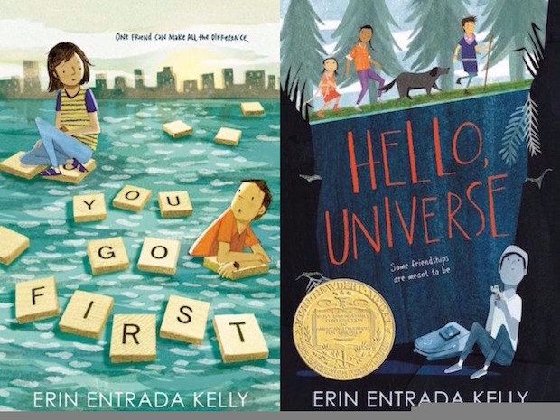 Book covers for Erin Estrada Kelly's You Go First and Hello Universe
