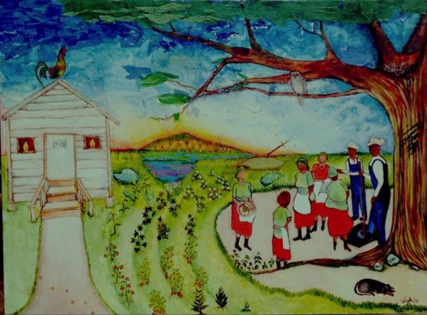 inting of country farm scene Painting of country farm scene