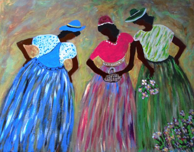 Painting of three African-American women Painting of three African-American women