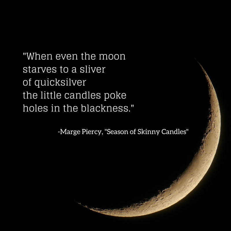 Words against a picture of a crescent moon