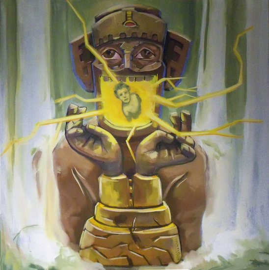 a drawing inspired by the story Chac-Mool by Carlos Fuentes