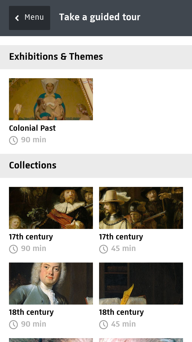 The guided tour screen on the mobile app.