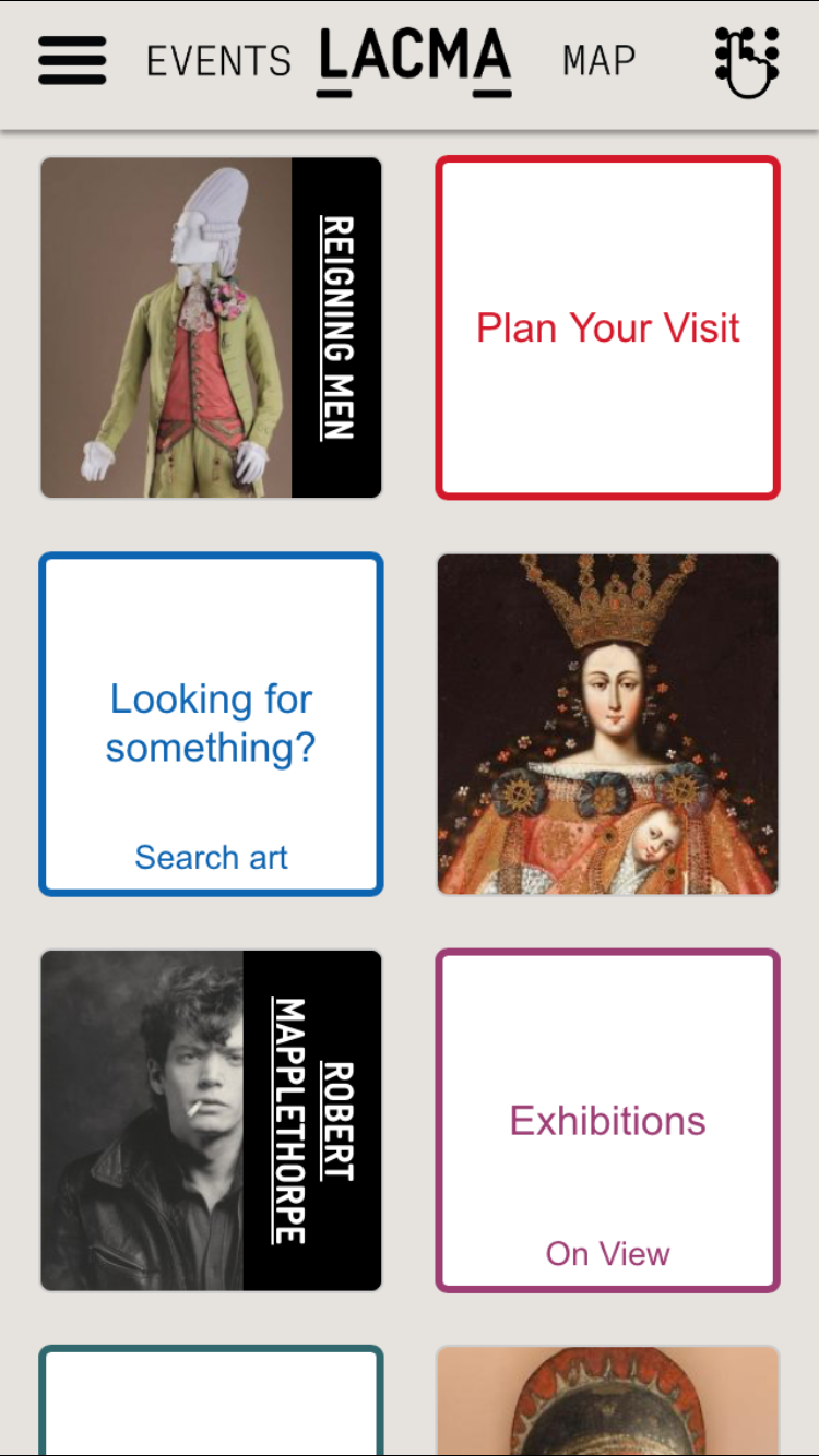 Home screen of the mobile app.