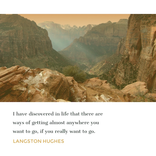 Langston Hughes quote with photo of mountain landscape