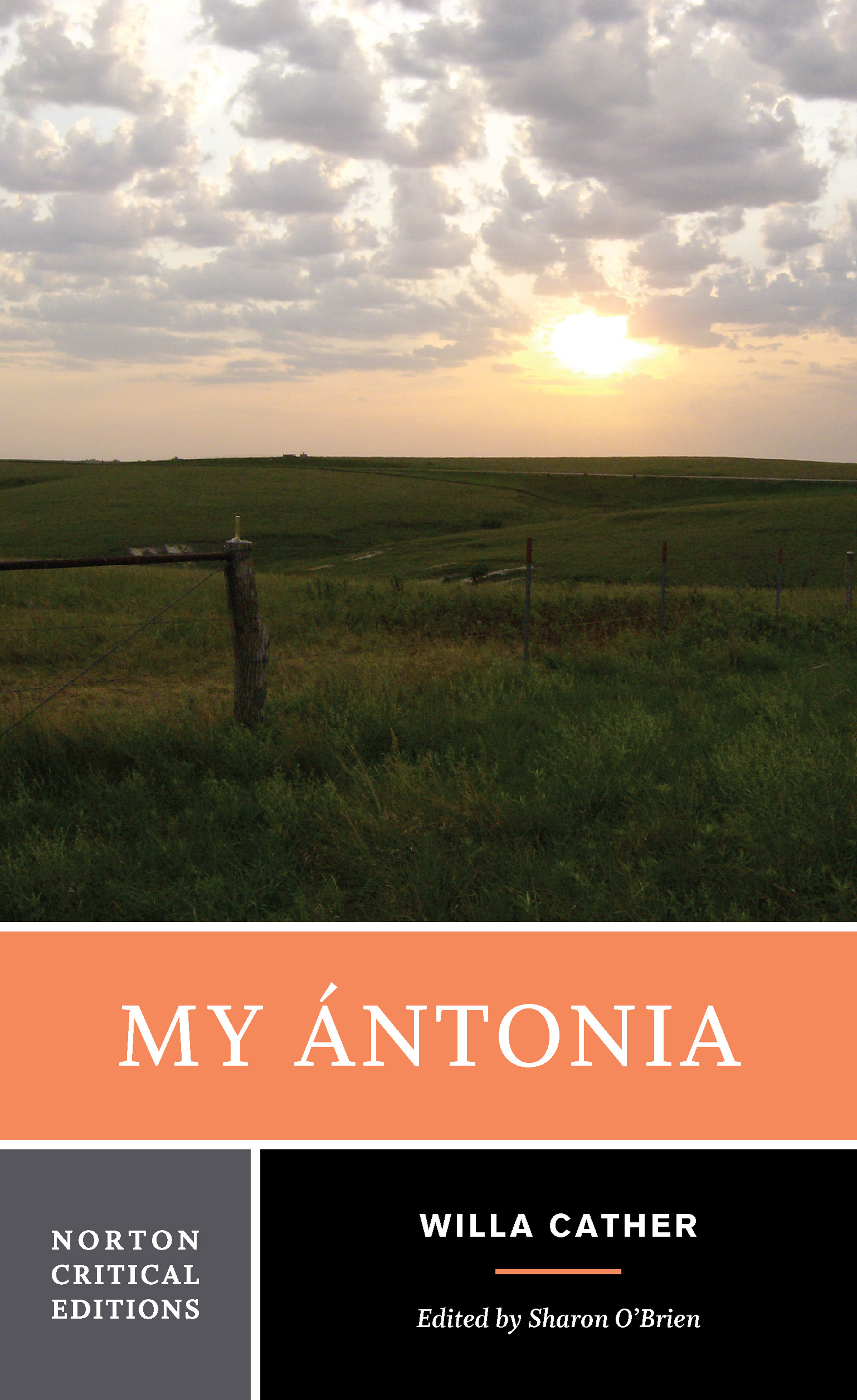 My Aontonia Cover. Sunrise photo of a farm field with title and author name underneath