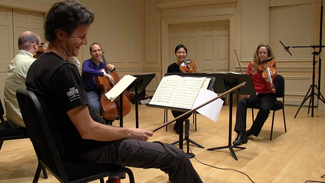 A string quintet at rest. 