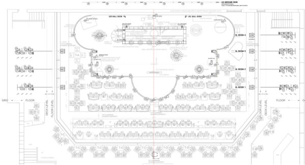 A schematic showing where stage lights should be placed