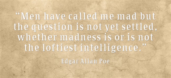 Edgar Allan poe quote Men have called me mad but the question is not yet settled whether madness is or is not the loftiest intelligence