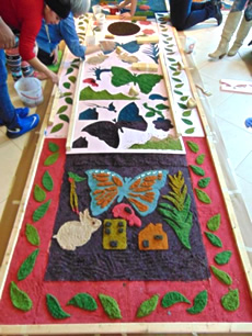 Butterfly-patterned decorative carpet.