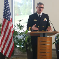 A man at a podium.