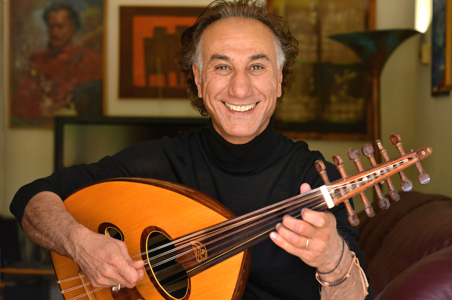 Rahim AlHaj playing the oud.