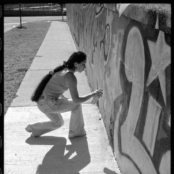 Lady Pink at work. Photo by Matt Weber