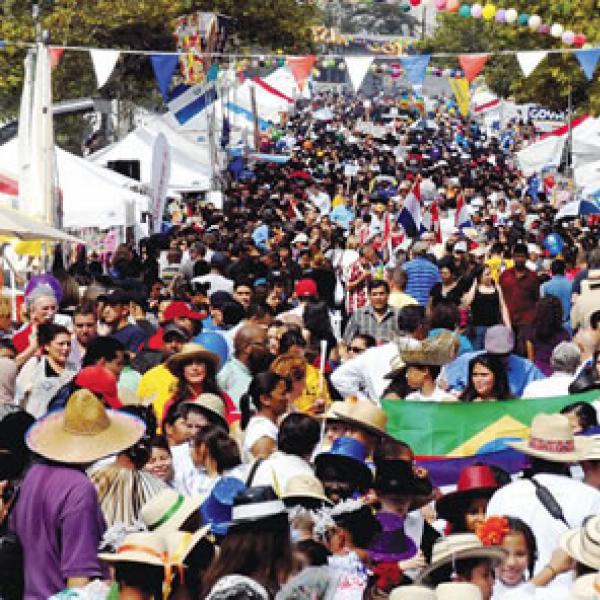 Aerial shot of the crowd at the Latino festival 