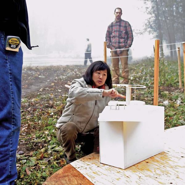 Maya Lin working on the Confluence Project, a series of artworks near the Columbia River Basin in Washington State, along the Lewis and Clark Trail