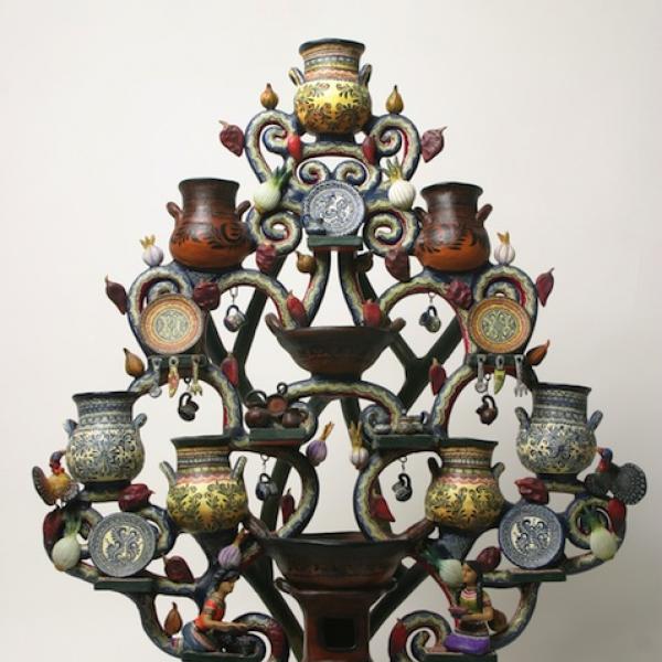 A ceramic clay work called "Alfareria y Cocina Poblana" by clay artist Veronica Castillo